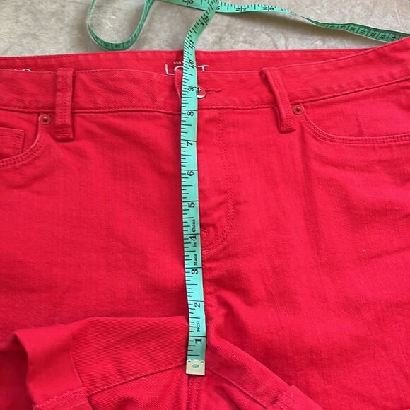 LN! LOFT *Original* Red Cuffed Jeans Shorts Sz 10 - Picture 11 of 11
